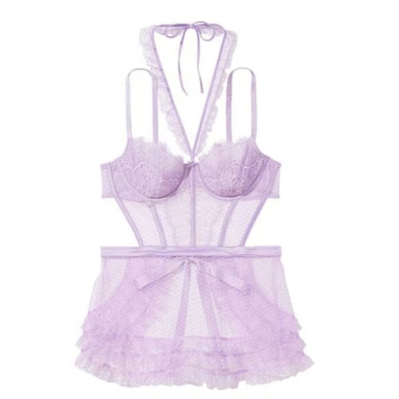 Victoria's Secret Other - New! Victoria’s Secret Unicorn Mesh High Neck Wicked Apron Babydoll 4186